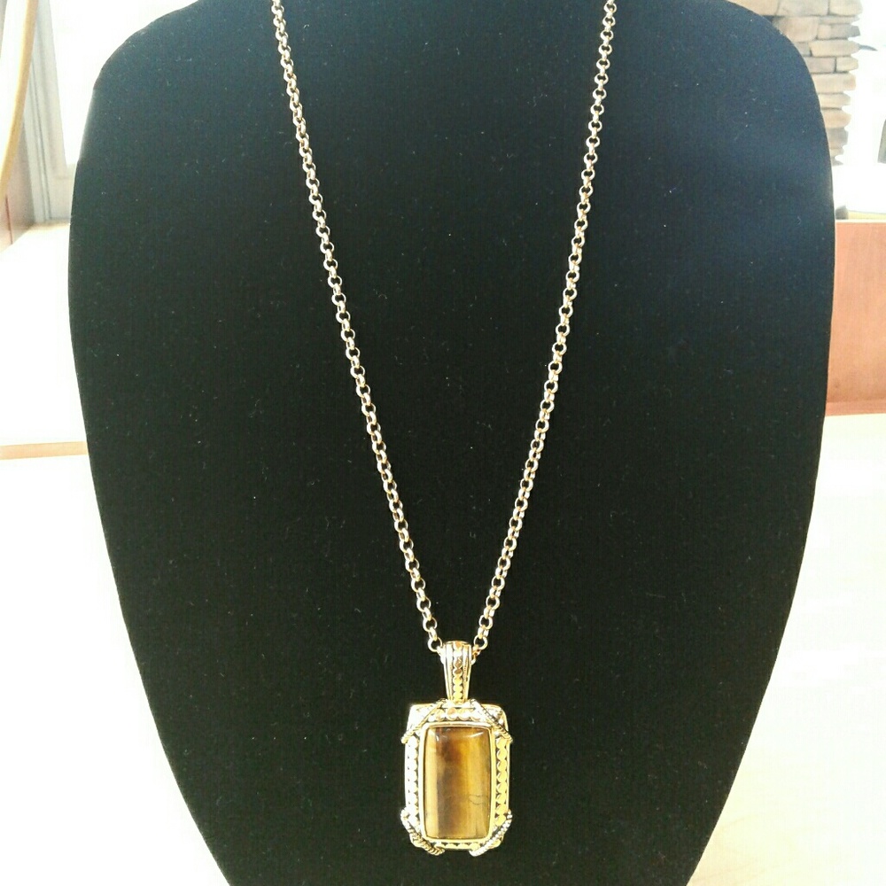 Gold Necklace with Tiger Eye